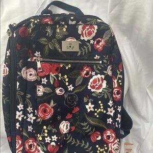 Ju-Ju-Be Blue and Red Backpack with Floral Design